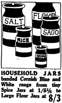 Cornish blue storage jars in ad