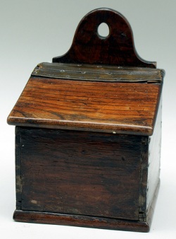 Hanging salt box, wood, Victorian
