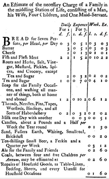 Mary Johnson's household costs