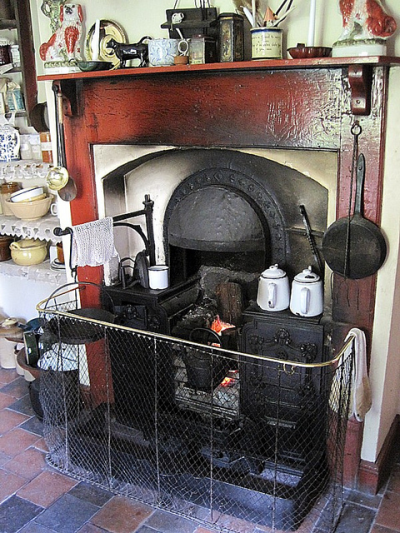 kitchen fireplace and mantelpiece