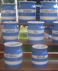 Cornishware storage jars