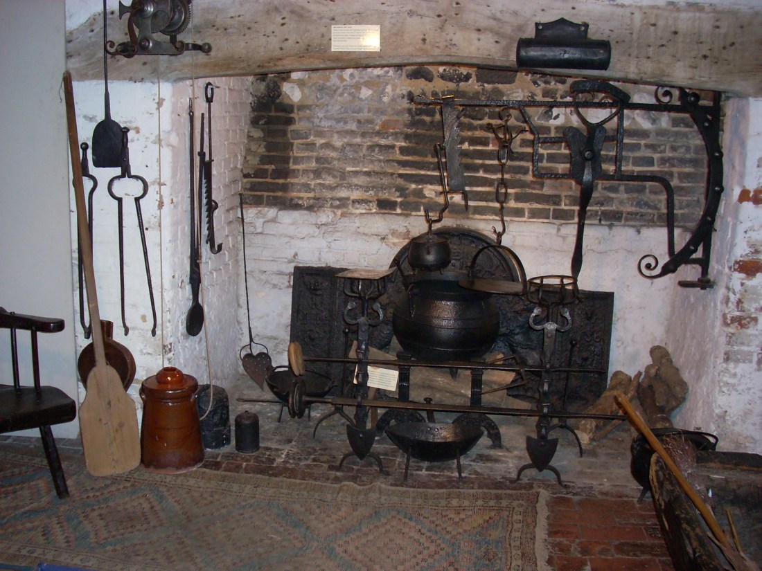 fireplace with bread peel
